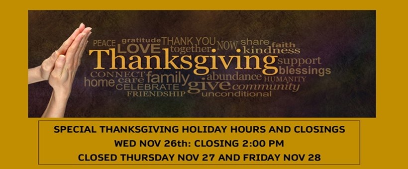 Thanksgiving Holiday Hours